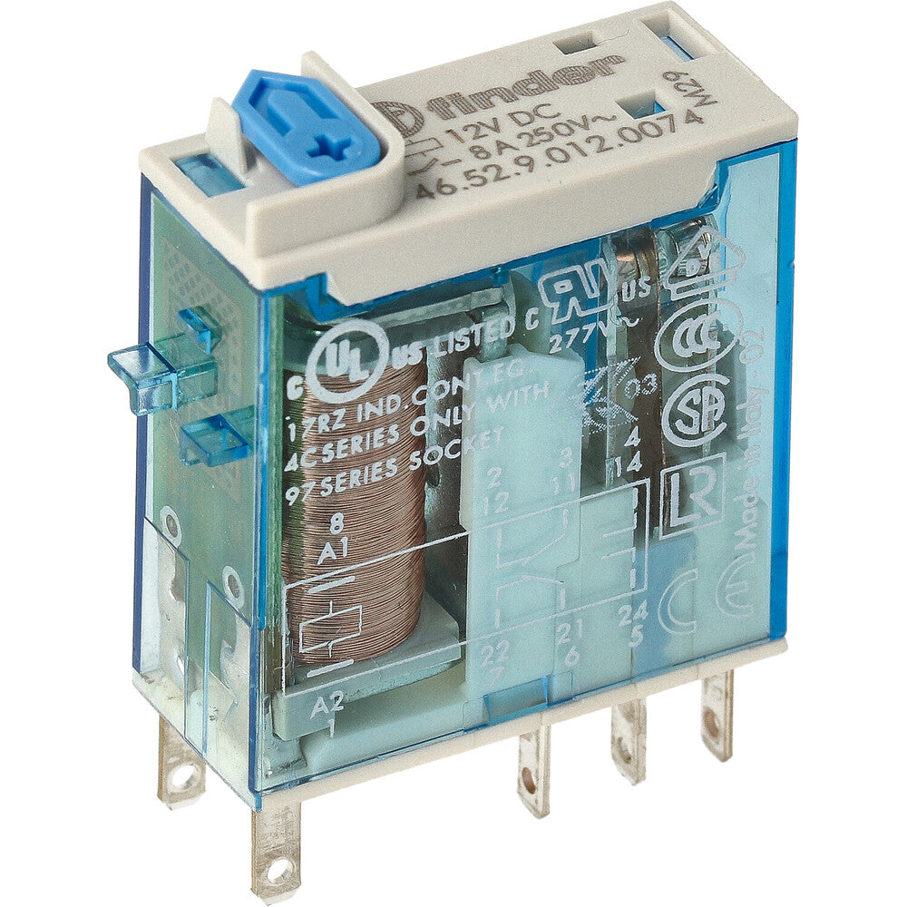 Finder 46 Serie Relé Mini Industrial 12VDC 8A DPDT - 46.52.9.012.0074