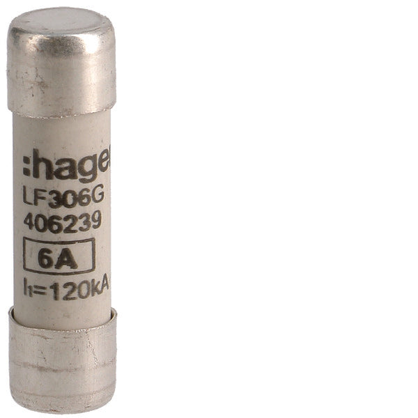 Fusible Cilíndrico Industrial Hager 6A 500V 10x38mm gG - LF306G [10 Piezas]