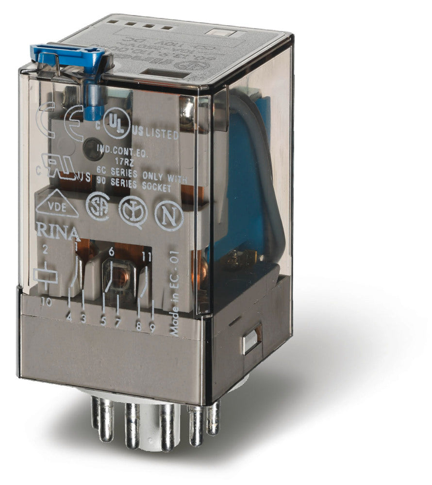 Relé Industrial Finder 3CO 10A 24VDC Con Pulsador De Prueba - 60.13.9.024.0040
