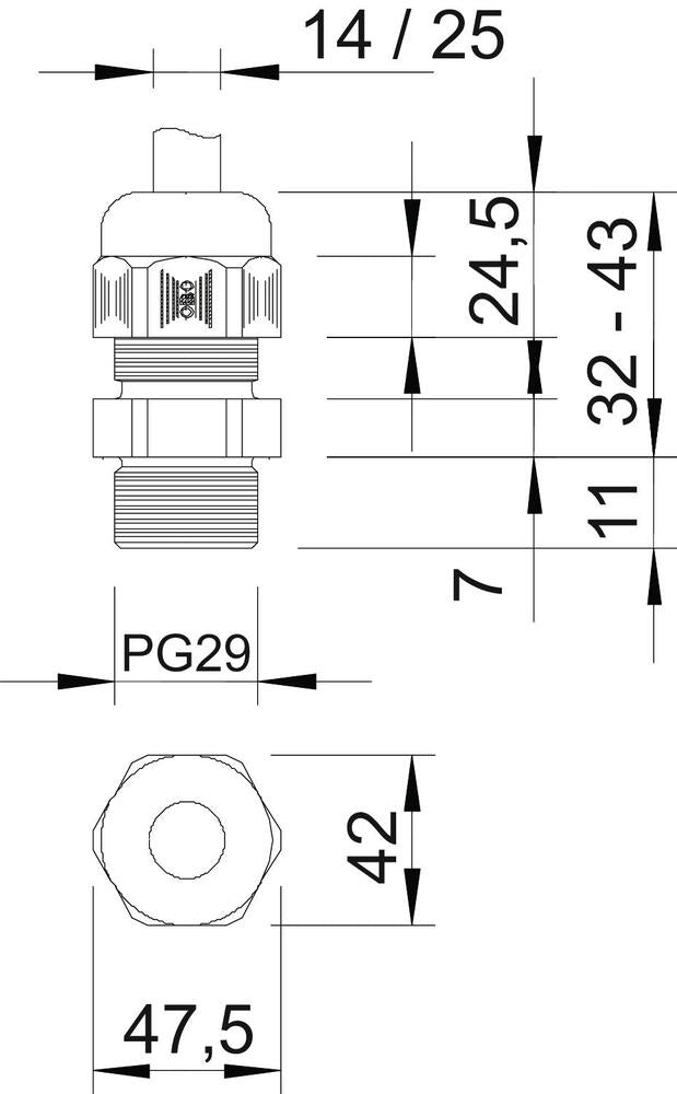 PG29 IP68 Pasacables Con Alivio De Tensión - 2022672 [2 Piezas]