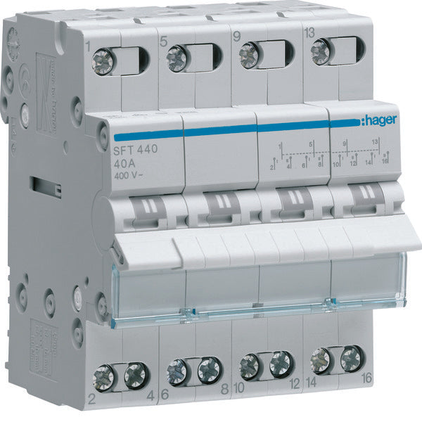 Hager Interruptor Modular De Cambio De 4 Polos 40A - SFT440