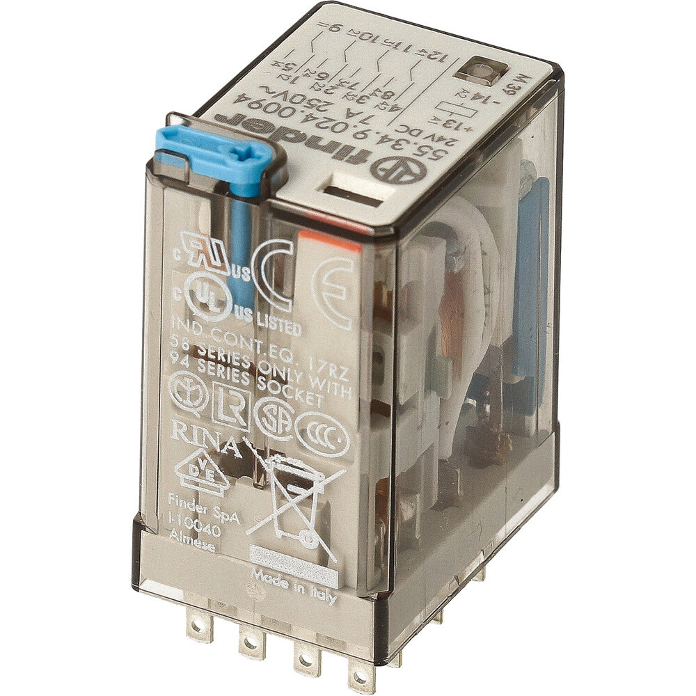 Finder 4CO Relé Industrial 7A 24VDC Con LED De Prueba - 55.34.9.024.0094