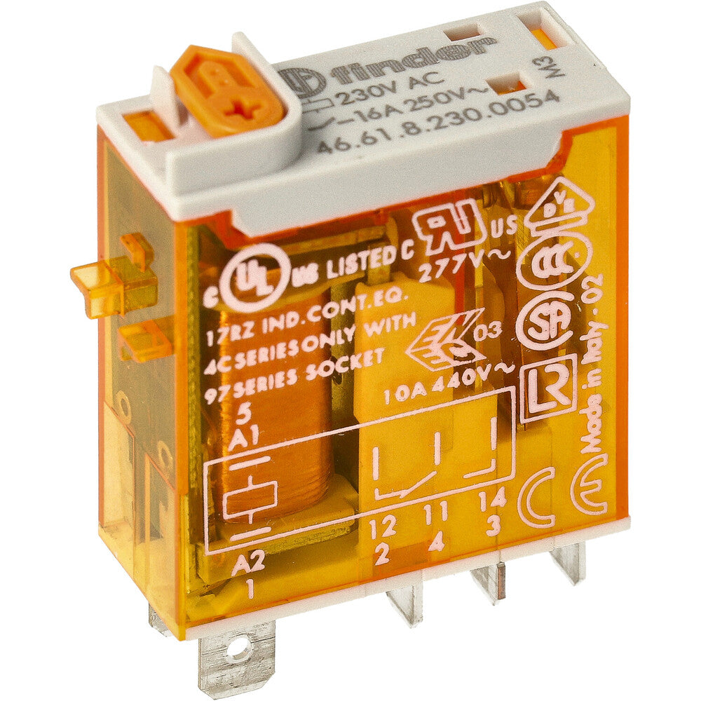 Finder Relé Industrial 16A Con LED Y Botón De Prueba - 46.61.8.230.0054
