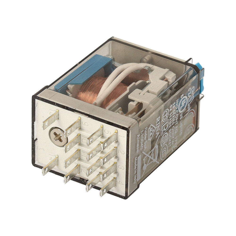 Finder 55.34 Relé Industrial 4CO 7A 12VDC Con Pulsador De Prueba - 55.34.9.012.0040