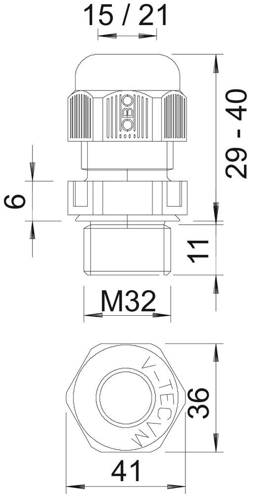 M32 Ip68 Pasacables De Poliamida Con Alivio De Tensión - 2022851 [2 Piezas]