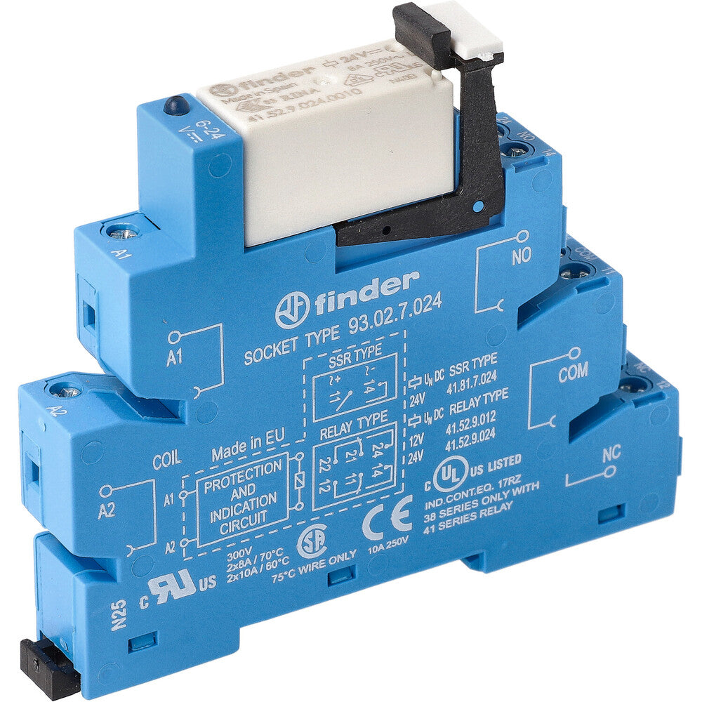 Finder 38.52 Relé De Interfaz 24VDC 8A Doble Contacto CO - 38.52.7.024.0050