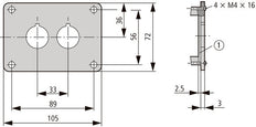 Eaton M22-E2 Placa De Montaje Doble Para Dispositivos De Control - 216543