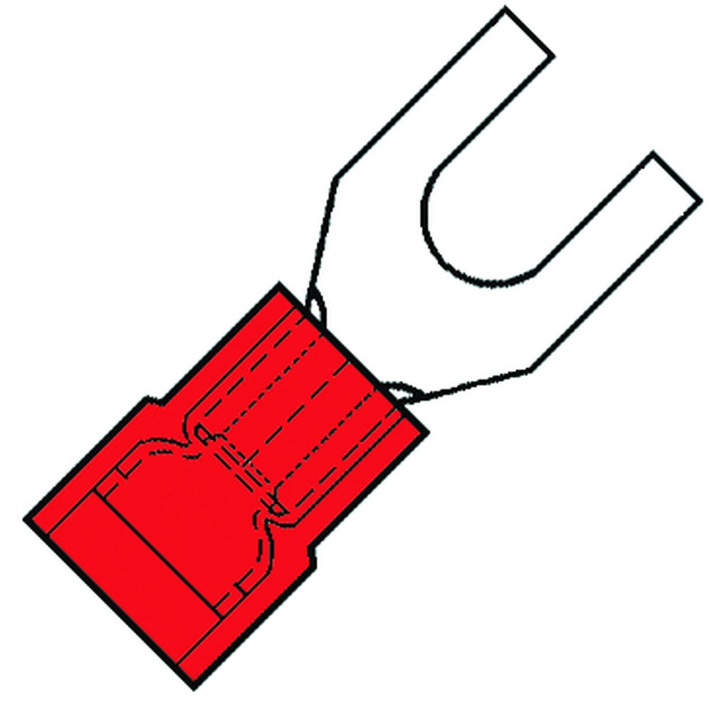Terminal De Horquilla Aislado M4 De Nylon Rojo Para Cable De 0.5-1.5mm2 - 156510 [100 Piezas]