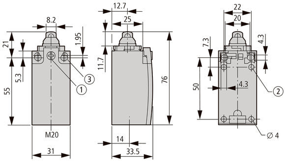 Interruptor De Posición Eaton Con Palanca De Rodillo IP66 IP67 - 106800