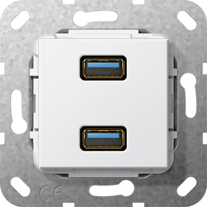 Gira Cable De Desviación De Doble Puerto Usb 3.0 Unidad Base Blanca - 568503