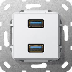 Gira Cable De Desviación De Doble Puerto Usb 3.0 Unidad Base Blanca - 568503