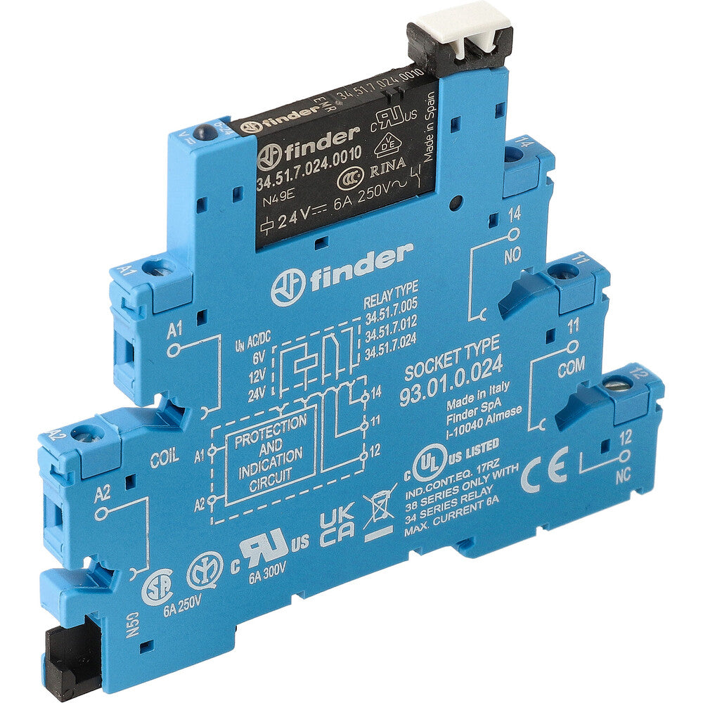 Finder 38.51 Relé De Interfaz 6A 24V CA/CC Con LED - 38.51.0.024.0060