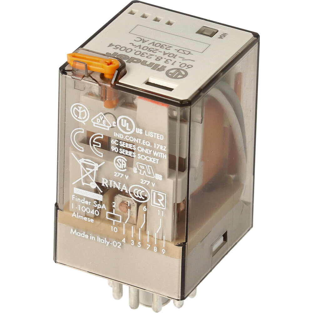 Relé Industrial Finder 3CO 10A 230VAC Con LED - 60.13.8.230.0054