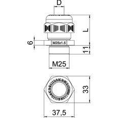 Conector De Cable A Prueba De Explosión M25 IP68 Poliamida Negra - 2050331 [2 Piezas]