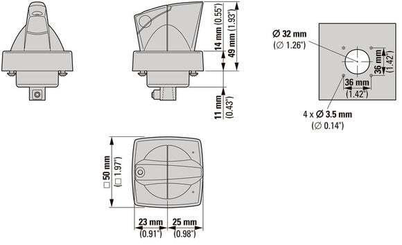Eaton K1 Mango Rotativo 6mm Montaje En Puerta Con Candado De Cilindro - 1818031
