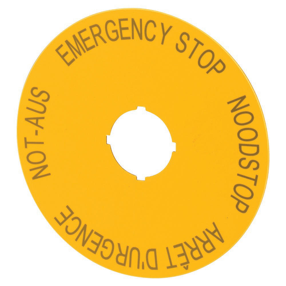 Etiqueta De Parada De Emergencia 90mm Multilingüe Amarillo - 216467