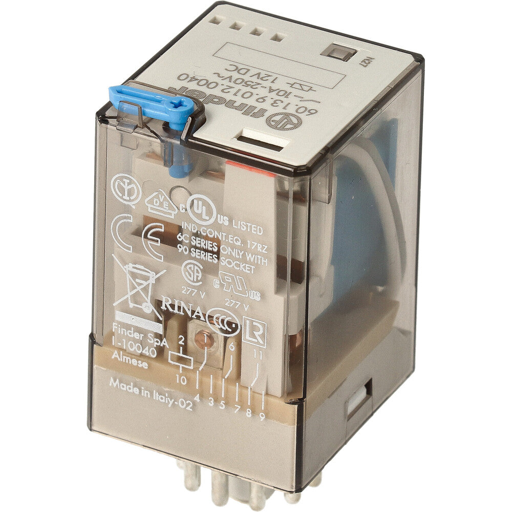 Finder 60 Serie Relé 12 V CC 3CO 10A Con Pulsador De Prueba - 60.13.9.012.0040