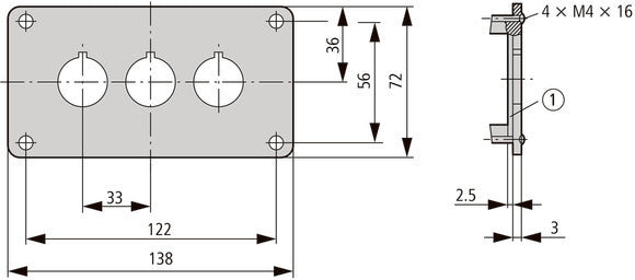 Eaton M22-E3 Placa De Montaje Triple Para Dispositivos De Control - 216544
