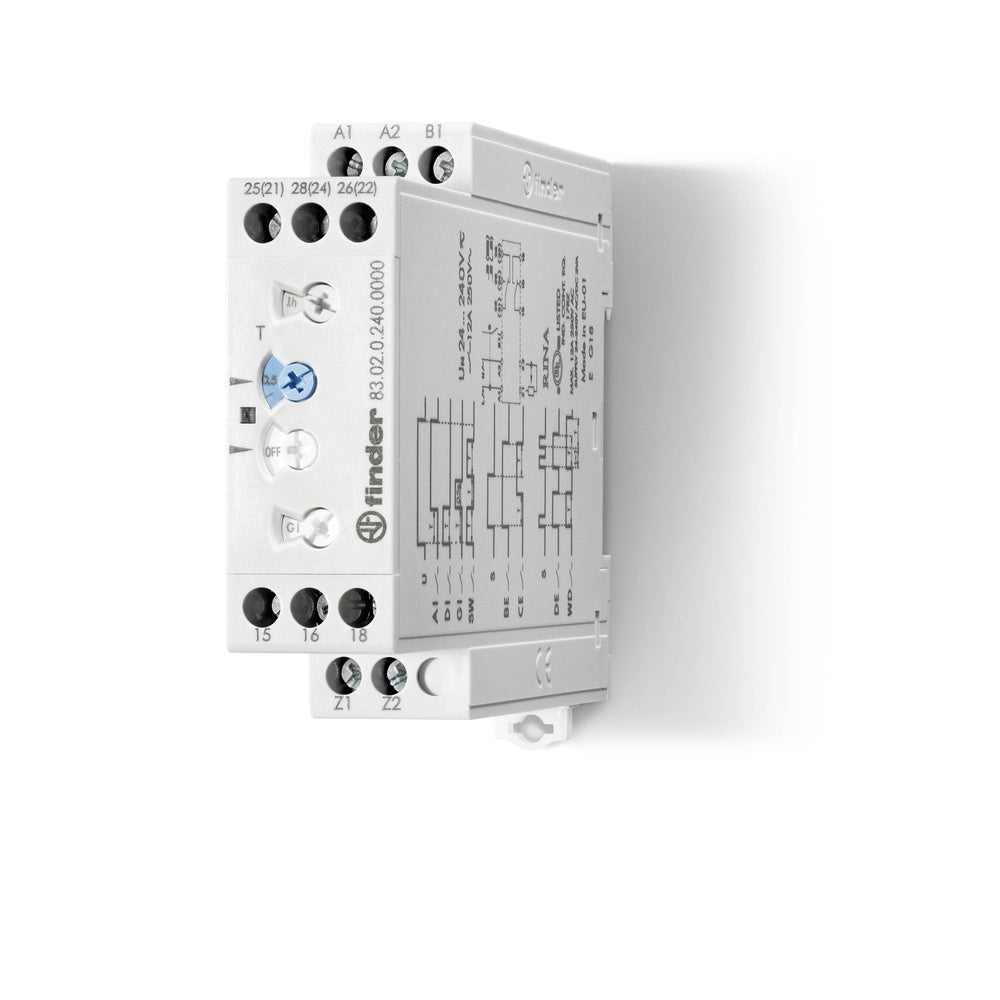 Finder 83 Serie Relé Temporizador Multifunción 24-240V CA/CC - 83.02.0.240.0000