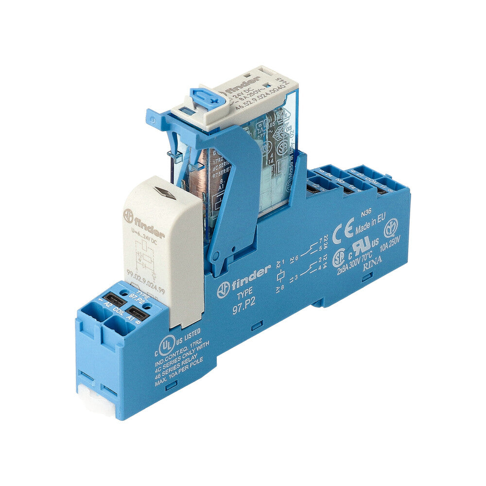 Finder Relé De Doble Interfaz 24 V CC Con Indicador LED - 4C.P2.9.024.0050
