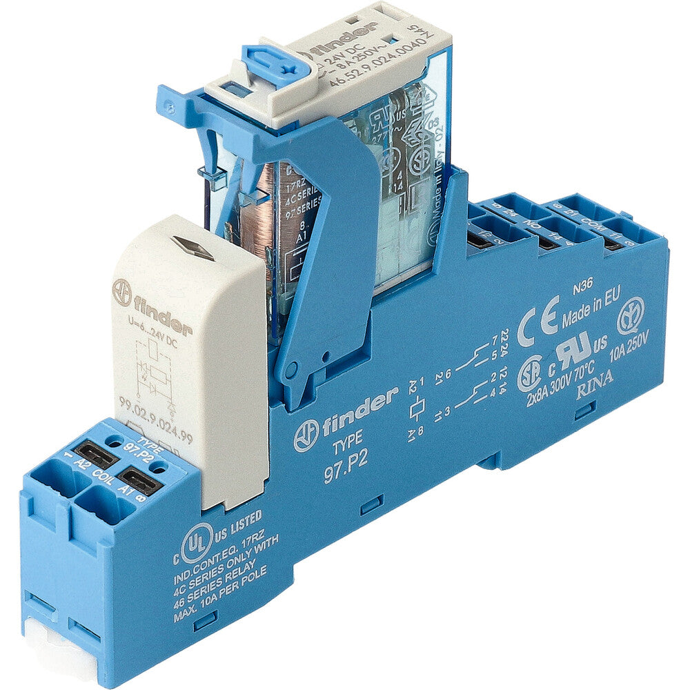 Finder Relé De Doble Interfaz 24 V CC Con Indicador LED - 4C.P2.9.024.0050