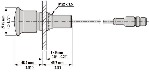 Botón De Parada De Emergencia De 38 Mm Con Conector M12 - 191005