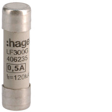 Fusible Cilíndrico Industrial Hager 10x38mm 0.5A 500V - LF300G [2 Piezas]