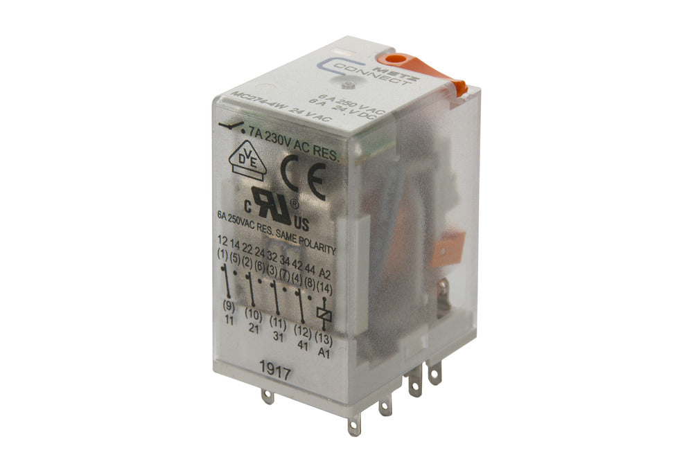 Relé Industrial Metz De 4 Polos 24 V CA Con Indicador LED - 110017101407
