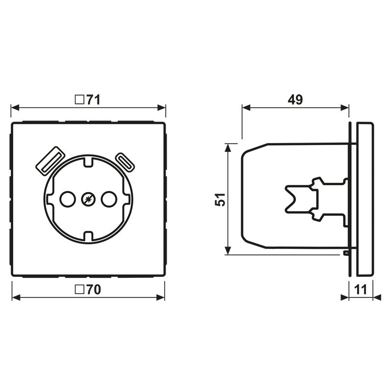 Toma De Corriente De Pared Antigua De Latón Jung Con Puertos USB A Y C - ME1520-15CAAT