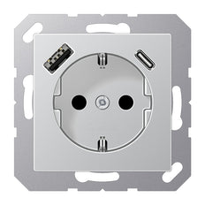 JUNG A500 Toma De Corriente De Pared Doble USB Con Protección Para Niños - A1520-15CAAL