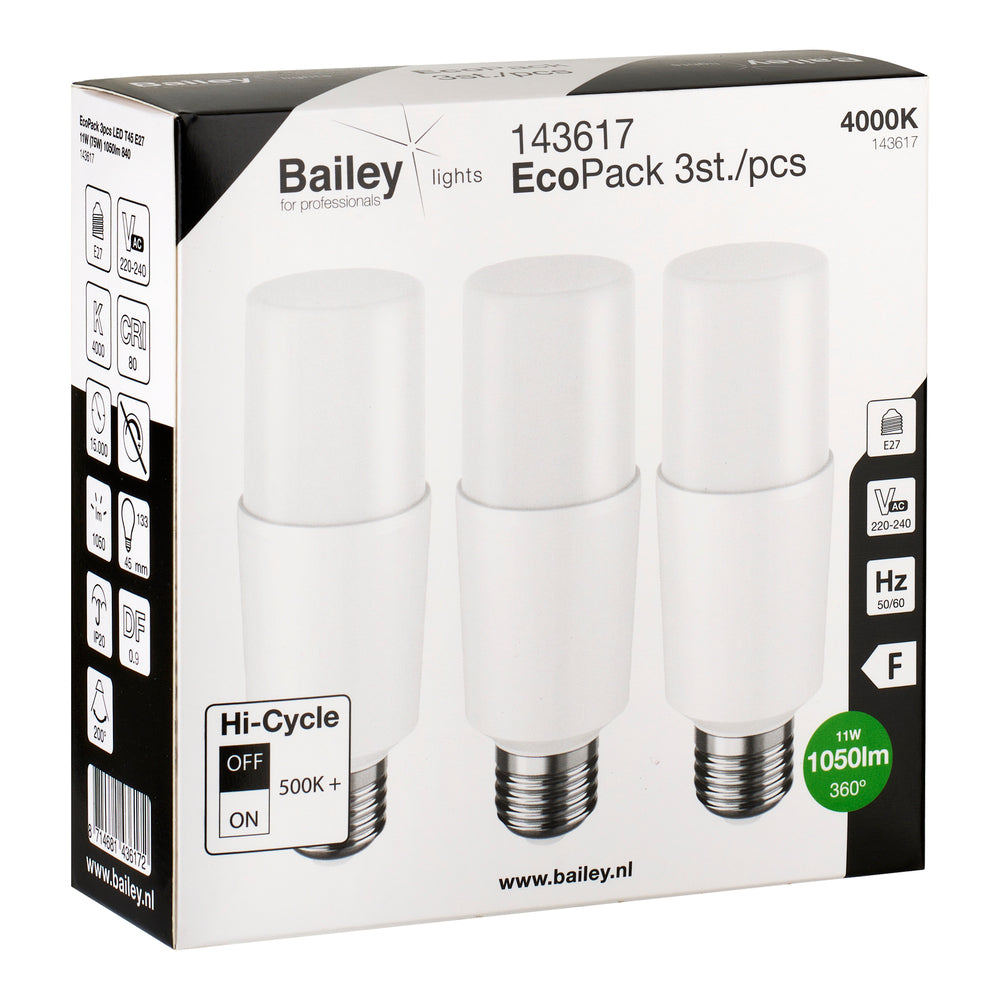 EcoPack LED T45 E27 11W 4000K 1050lm - 143617 [3 Piezas]