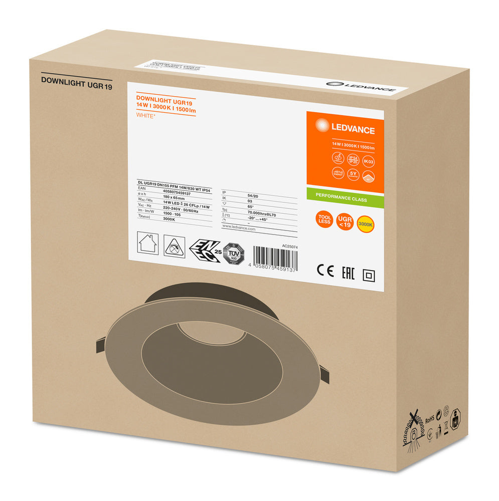 Downlight LED De Bajo Deslumbramiento UGR19 DN155 14W IP54 - 4058075459137