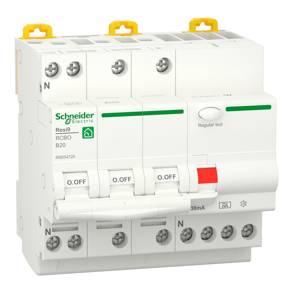 Schneider Resi9 Rcbo 3P+N 20A B-Curva 30Ma 6Ka - R9D54720