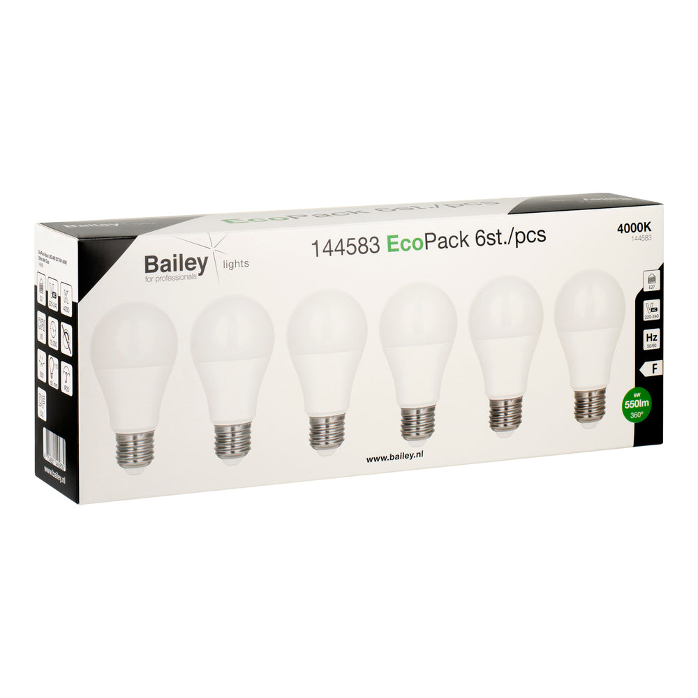 EcoPack Led A60 E27 6W 4000K Bombilla - 144583 [6 Piezas]