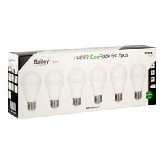 EcoPack LED A60 E27 6W Bombilla Blanca Cálida - 144582 [6 Piezas]