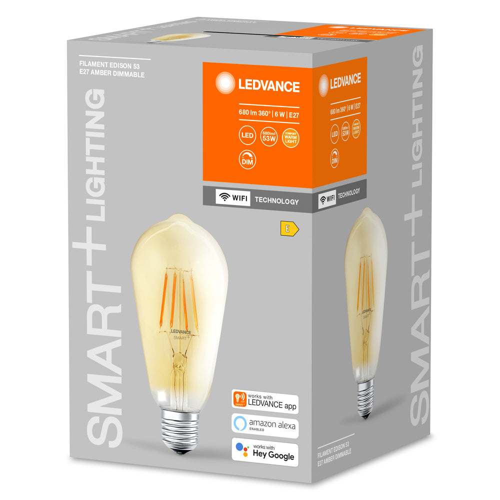 LEDVANCE Smart WiFi Edison Filamento E27 6W 2400K Regulable - 4058075610545