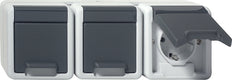 Gira Toma Schuko Triple Con Tapa Articulada IP44 Gris - 478930