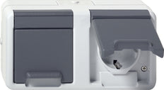 Toma Schuko Doble Gira Con Tapa Articulada IP44 Gris - 478130