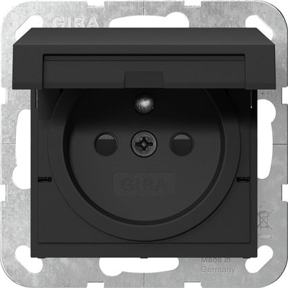 Gira Sistema 55 Seguridad Plus Enchufe Con Tapa Plegable Negro Mate - 4488005