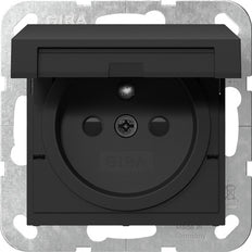 Gira Sistema 55 Seguridad Plus Enchufe Con Tapa Plegable Negro Mate - 4488005