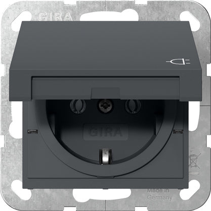 Gira Sistema 55 Toma Schuko Con Tapa Plegable Antracita - 445428