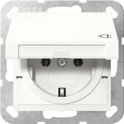 Gira Sistema 55 Toma Schuko Con Tapa Plegable Blanco Puro - 445403