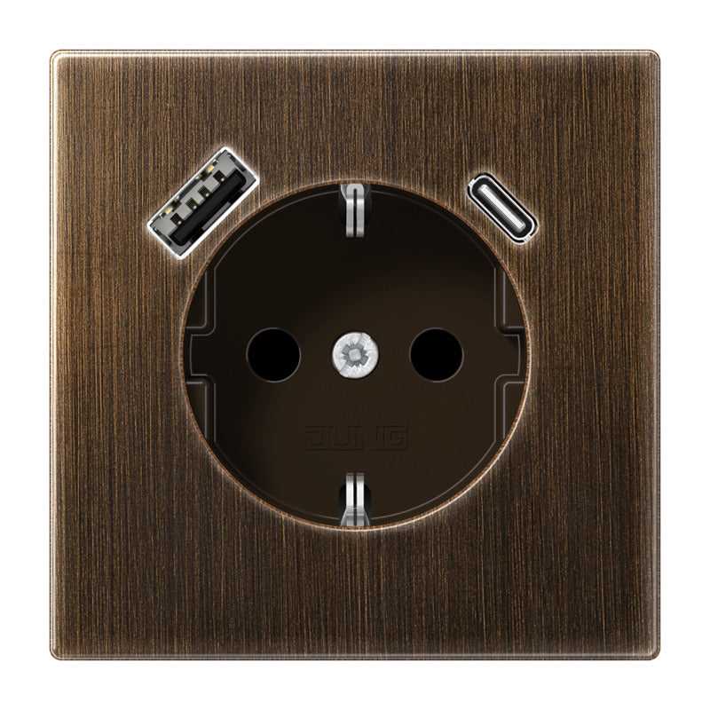 Toma De Corriente De Pared Antigua De Latón Jung Con Puertos USB A Y C - ME1520-15CAAT