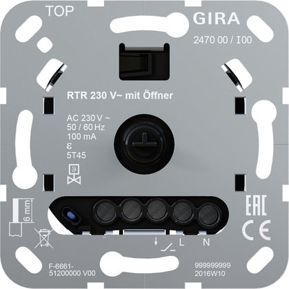 Gira 247000 Controlador De Temperatura De Habitación 230V NC Unidad Básica - 247000