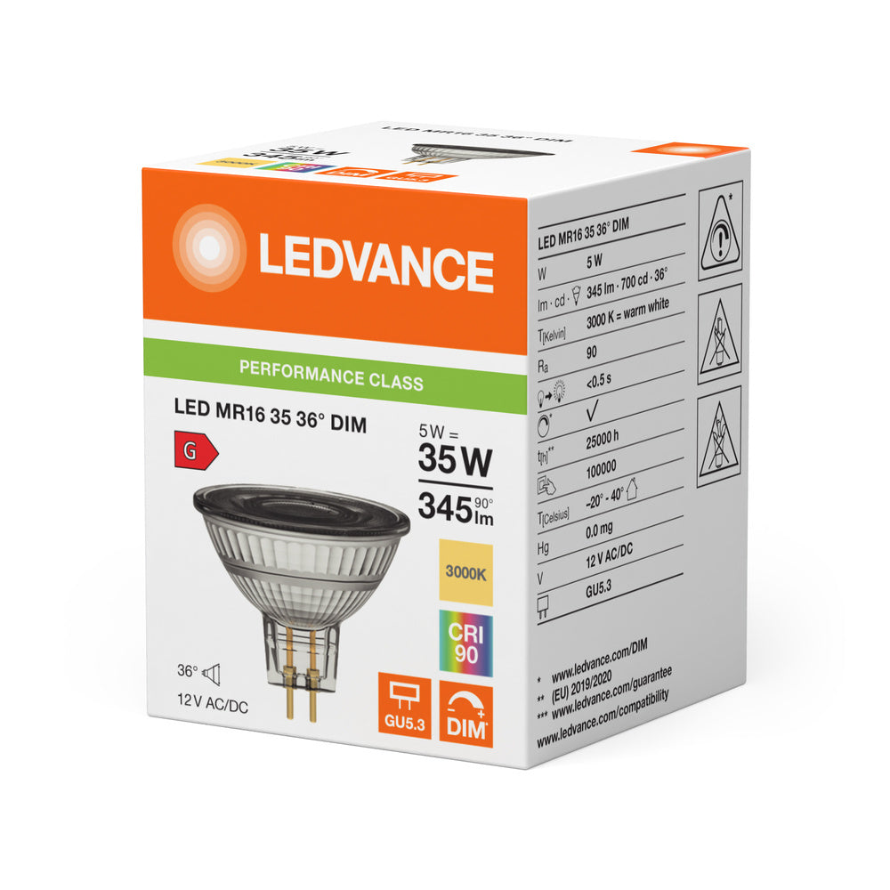 LEDVANCE Rendimiento MR16 GU5.3 5W 930 Foco Regulable - 4099854059711
