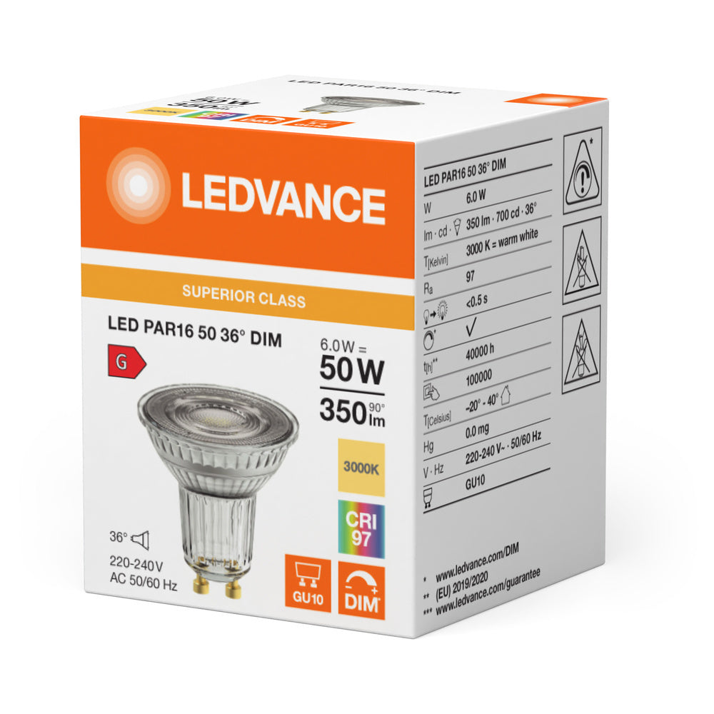 Ledvance Superior Led Par16 Gu10 6W 930 Spot Regulable - 4099854059032