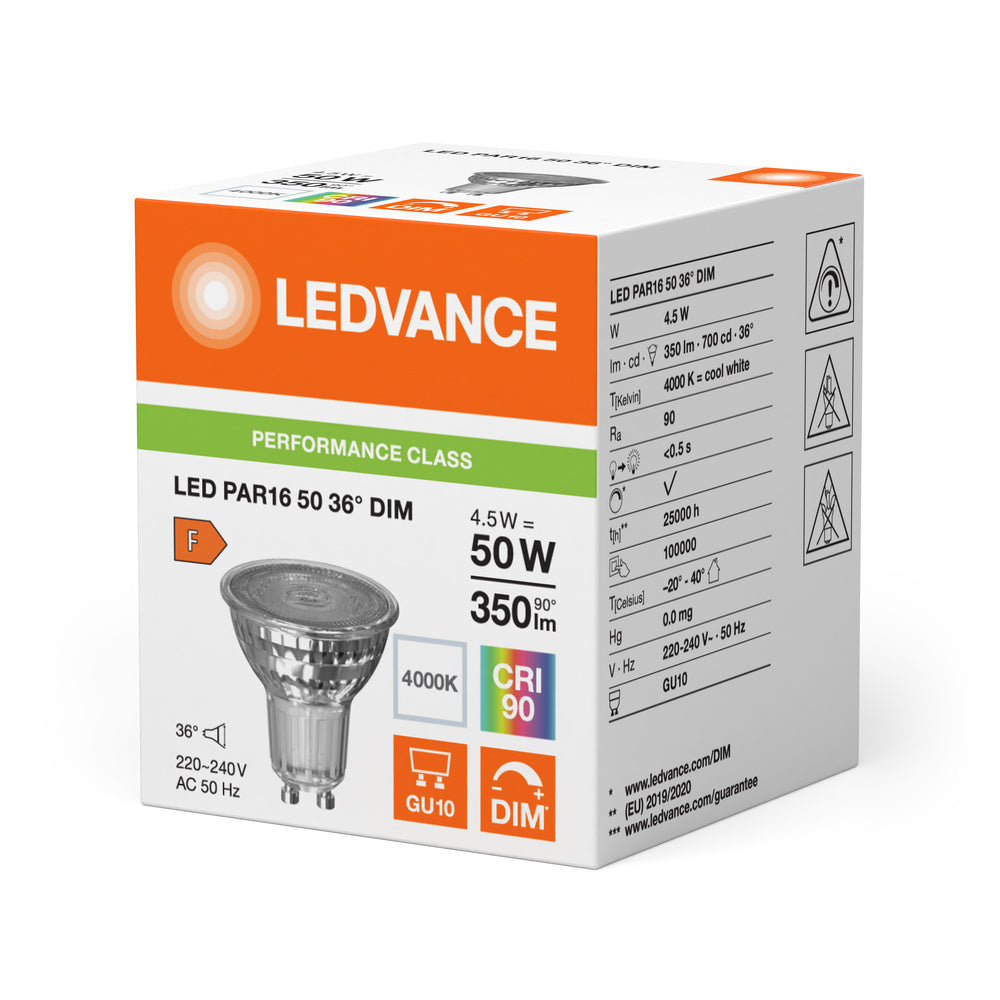 Ledvance Par16 Gu10 Foco Led 4.5W 940 Regulable - 4099854045509