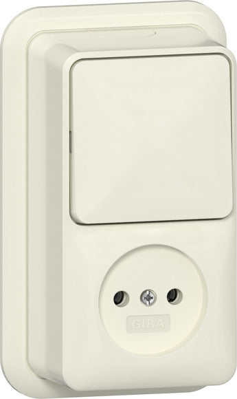 Gira Montaje En Superficie Combo De Enchufe De 2 Polos Crema Blanco - 447610