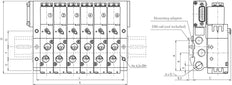 G1/4'' 12x Terminal de válvulas neumático 24V CC 1,5-8bar/21,0-112psi Multipolo E.MC