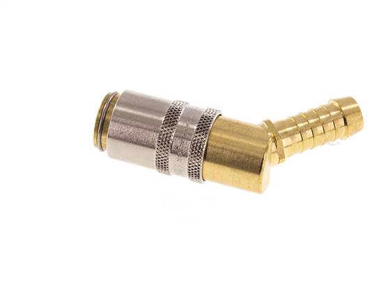 Latón DN 6 Acoplamiento de moldes Pilar de manguera de 9 mm 45 grados